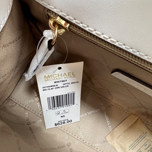 Michael Kors Whitney Medium Sequined Fruit Print Shoulder Bag Purse Optic White - Picture 10 of 11